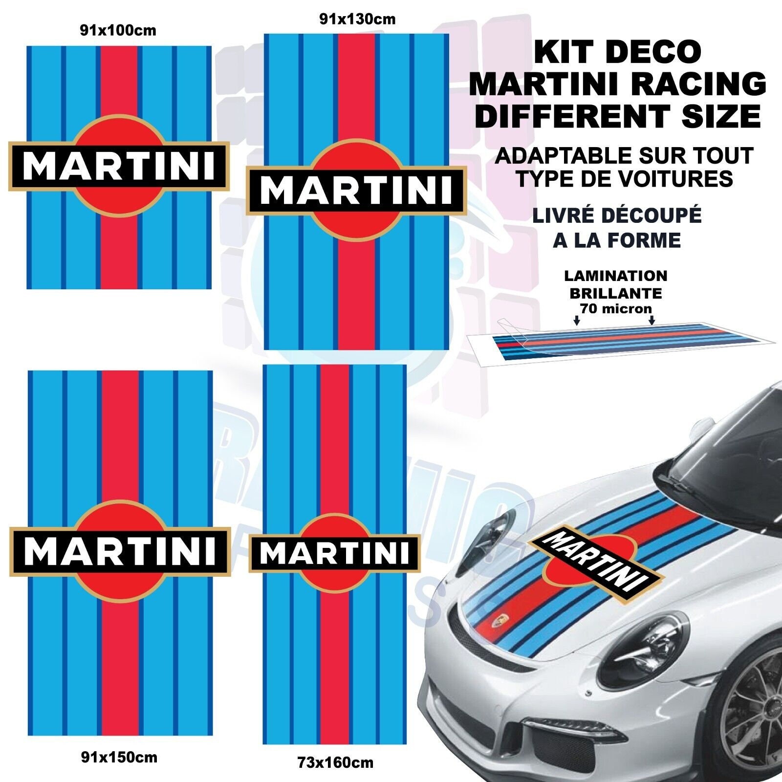 Dilwe Autocollant Capot Voiture Stripes Stickers Universel
