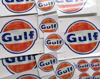 Polymer sticker GULF OIL Ø3 to 120 cm Used effect Racing Le mans herbie 53 beetle SCRATCHED 0
