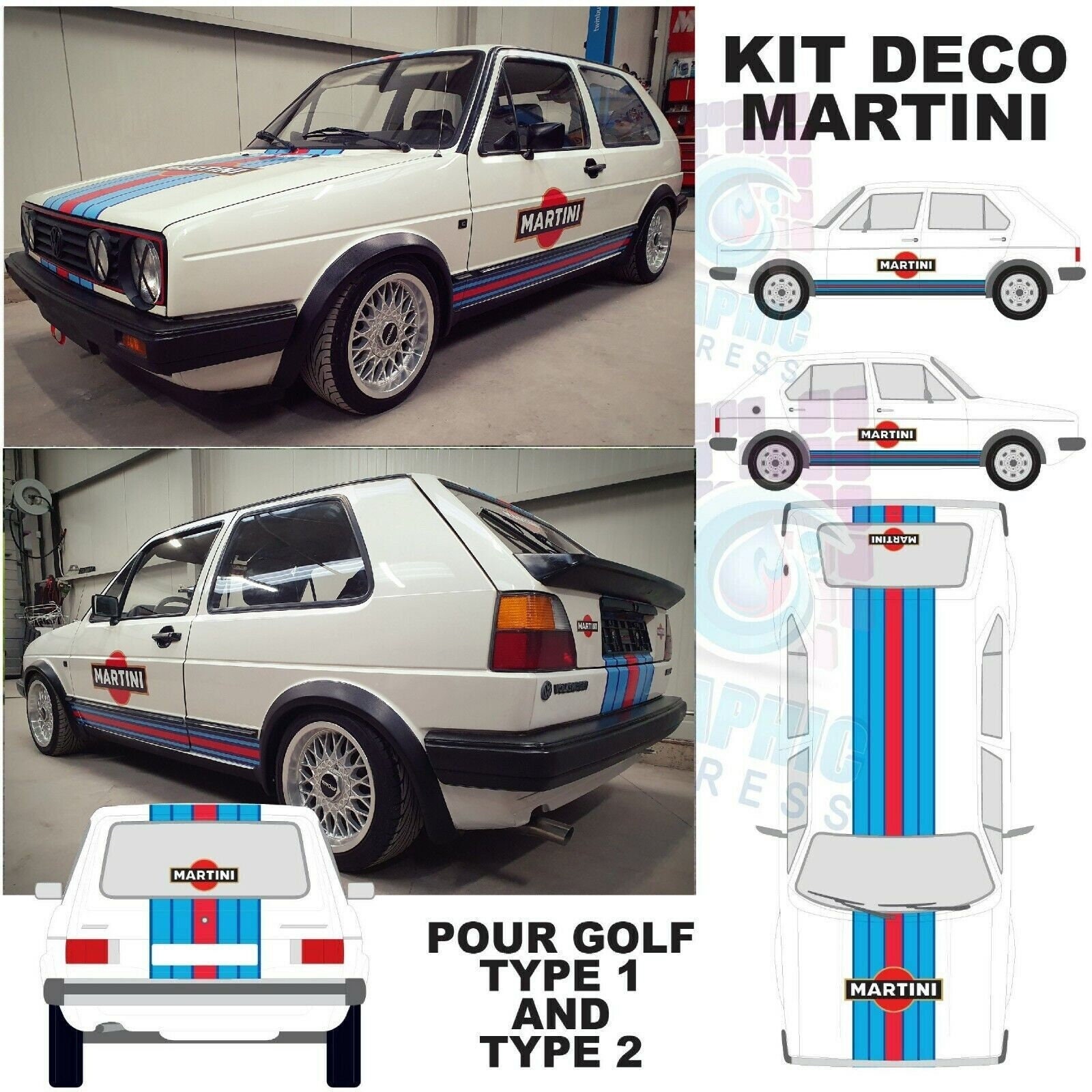 Kit déco rallye 2 - Autocollants voiture (toutes marques) personnalisable