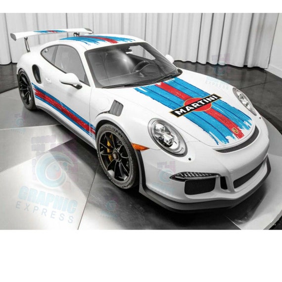 Scratched Martini Racing Stripes Compatible Porsche Carrera Cayman