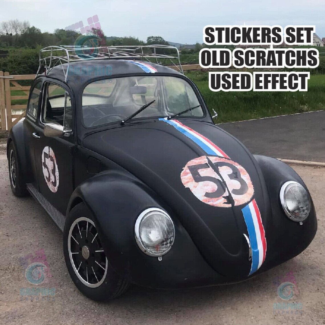 Stickers Voiture Coccinelle Herbie – New Beetle – Déco Racing Choupette – VW DECAP1