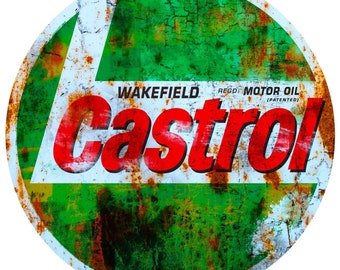 Monomer Sticker: castrol oil sticker rustees ø 3 to 120 cm vintage old rust hold rare v3