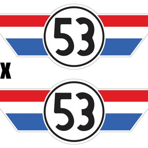 2x 53 herbie new beetle vw volkswagen adesivo Monomero ali choupette cox retrò