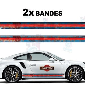Sticker compatible Martini band Strips lower body racing le mans herbie 53 cox rust shabby DST2 MULTI DIMENSIONS