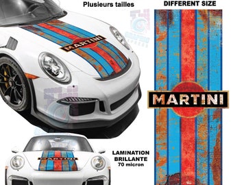 martini racing strepen beanie compatibel met porsche en alle merken le mans hood stickers
