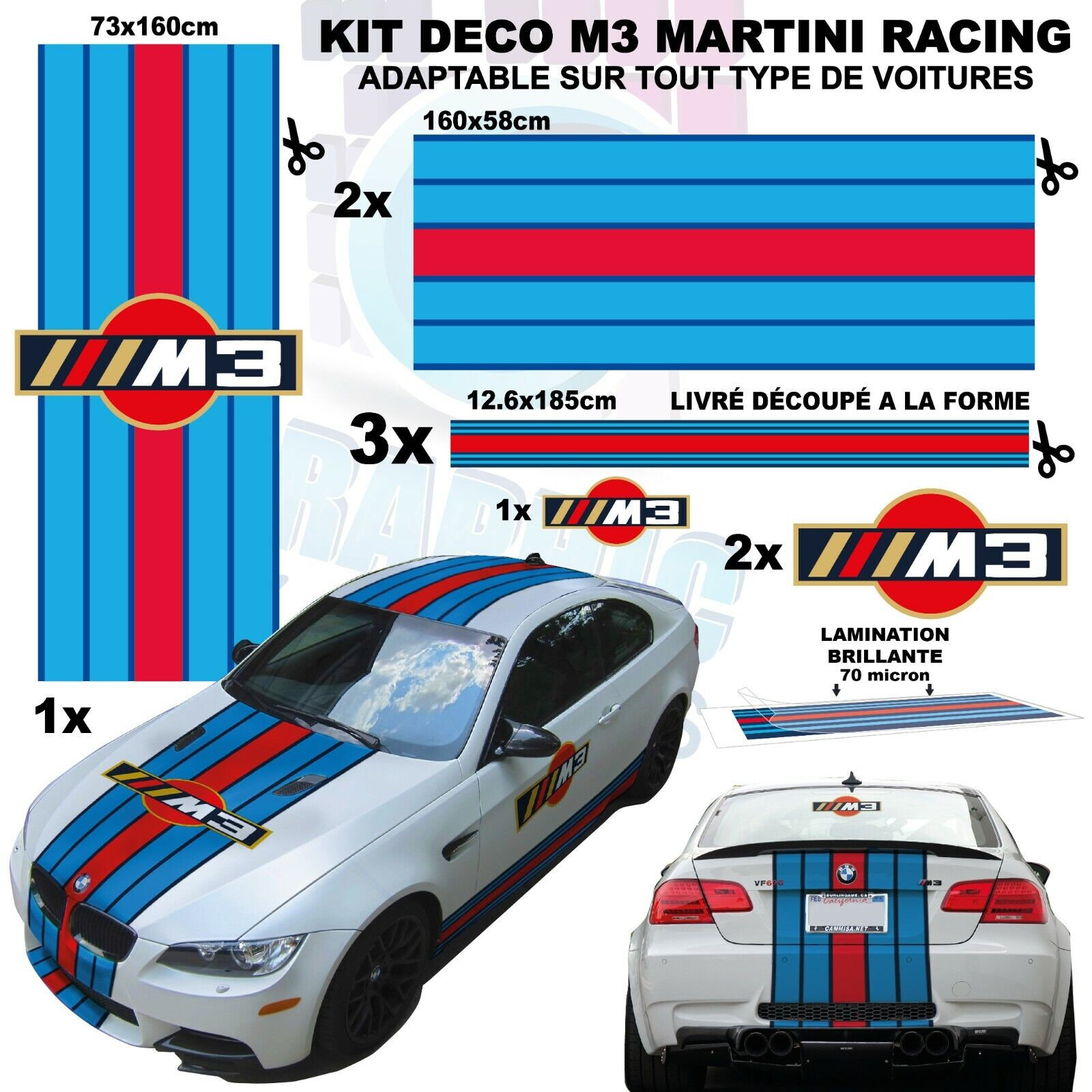Le Mans Martini Racing Stripe + Logo universel  Sticker