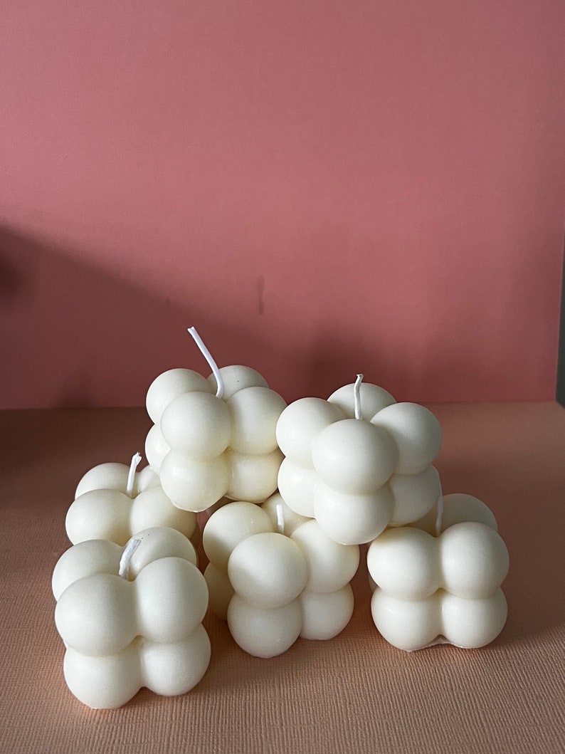 Bougie à Bulles Cubique – 2 PCS Cire De Soja Naturelle – Bougie Parfumée Esthétique Relaxante
