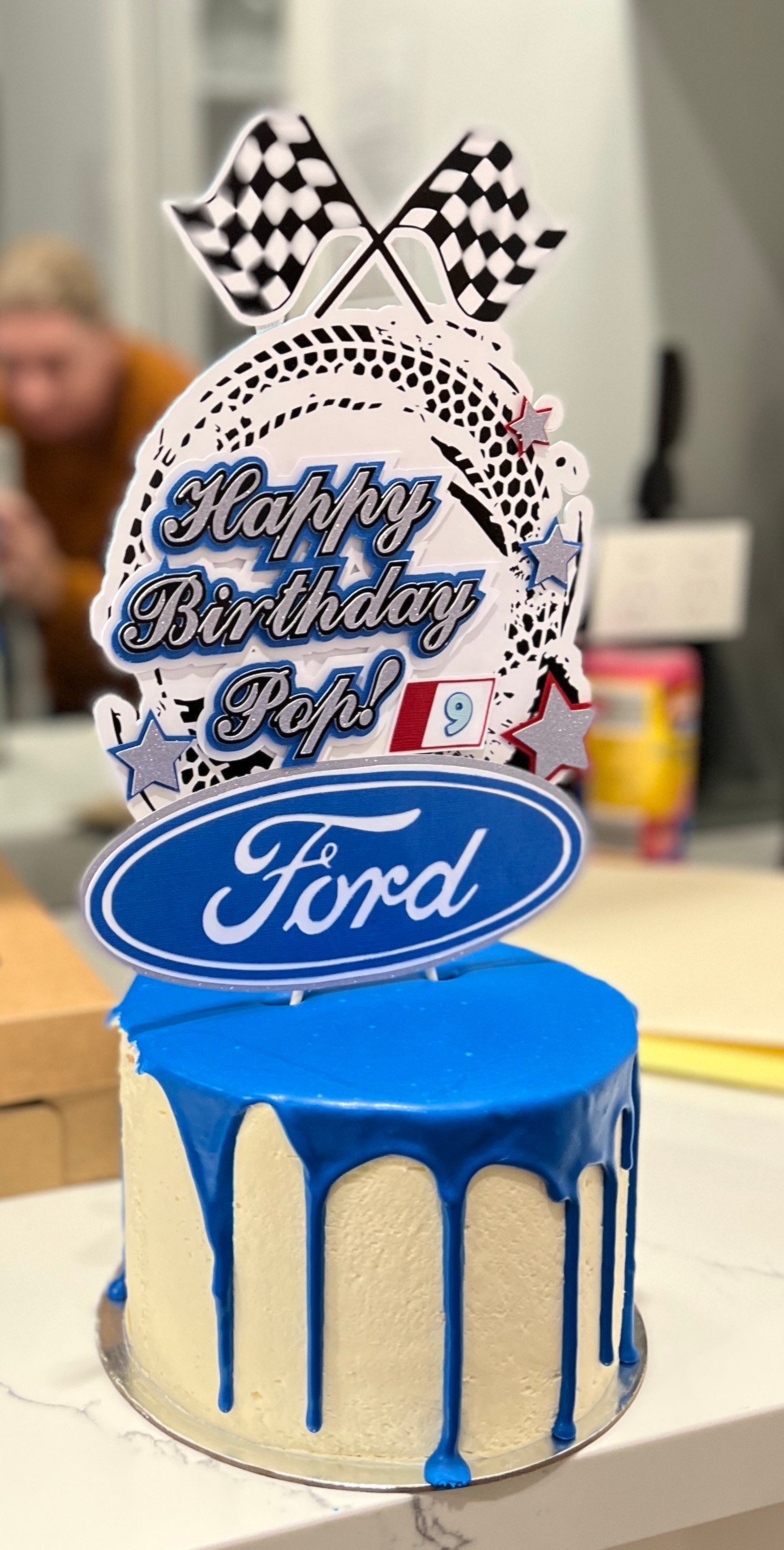 Ford Logo Car Company Blue White Oval Edible Cake Topper Image