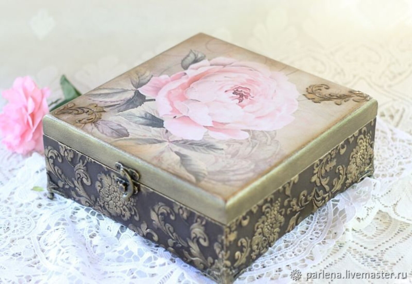 Vintage decoupage wooden box for jewelry jewelry box gift Etsy