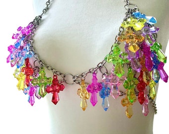 Colorful Cross Charms Harness Chain Bra