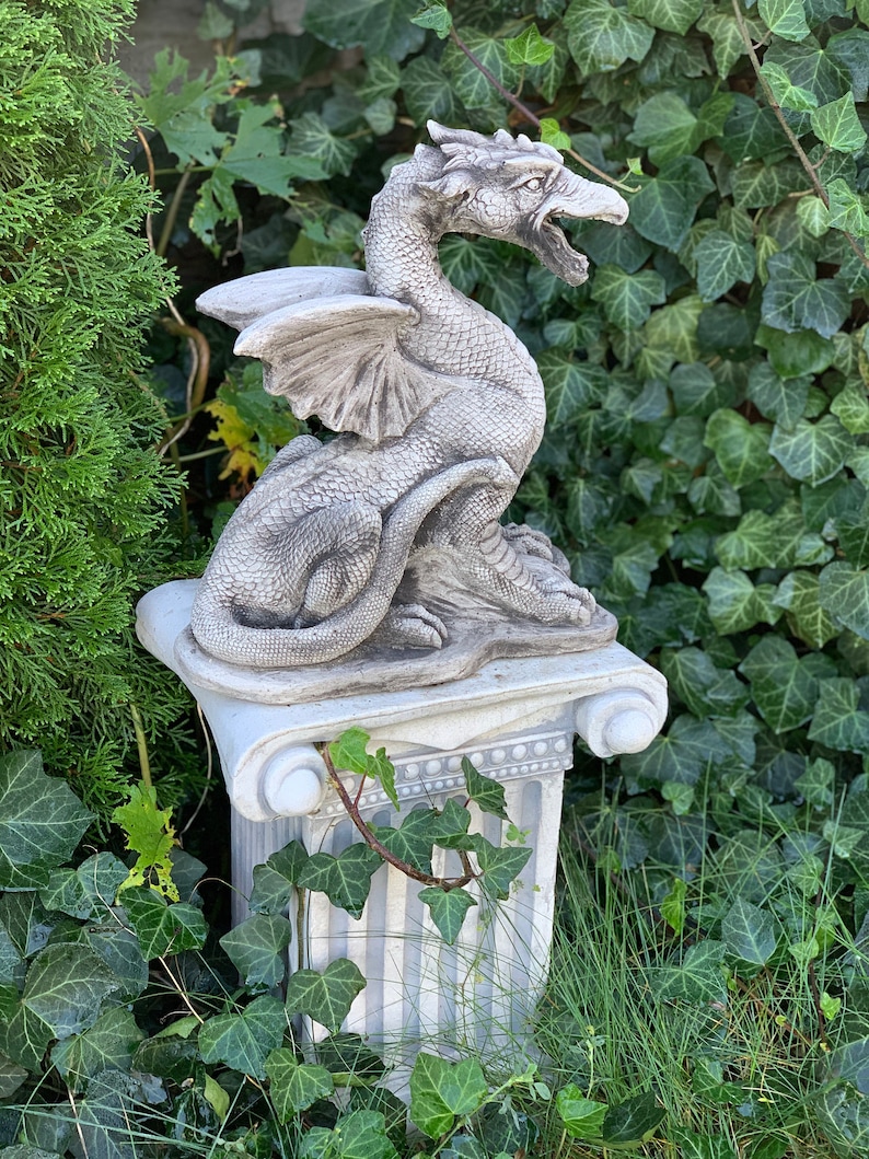 DRAGON STATUE 25 lb. Concrete Dragon Cement Dragons Garden | Etsy