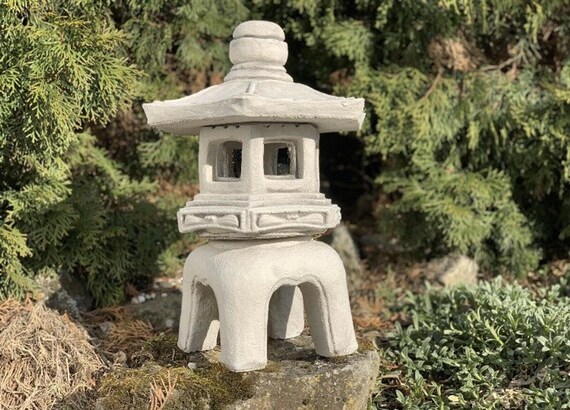 Japanese Lantern 24 Lb Concrete Pagoda Japanese Pagoda Zen Etsy