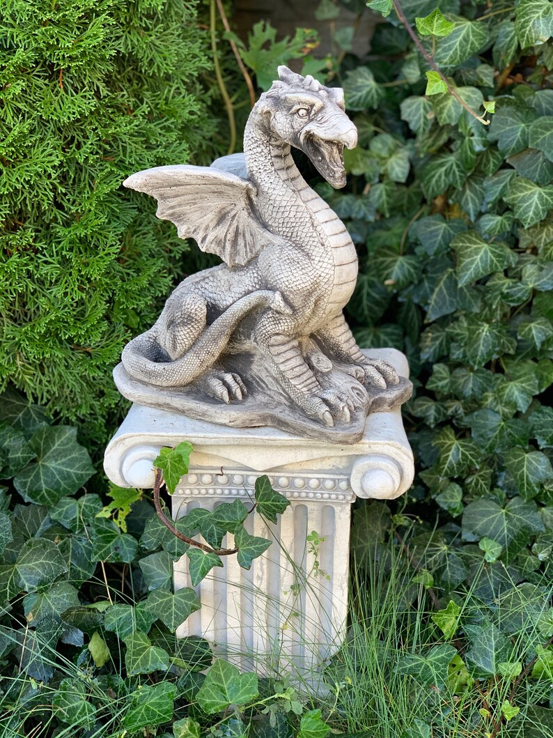 DRAGON STATUE 25 lb. Concrete Dragon Cement Dragons Garden | Etsy