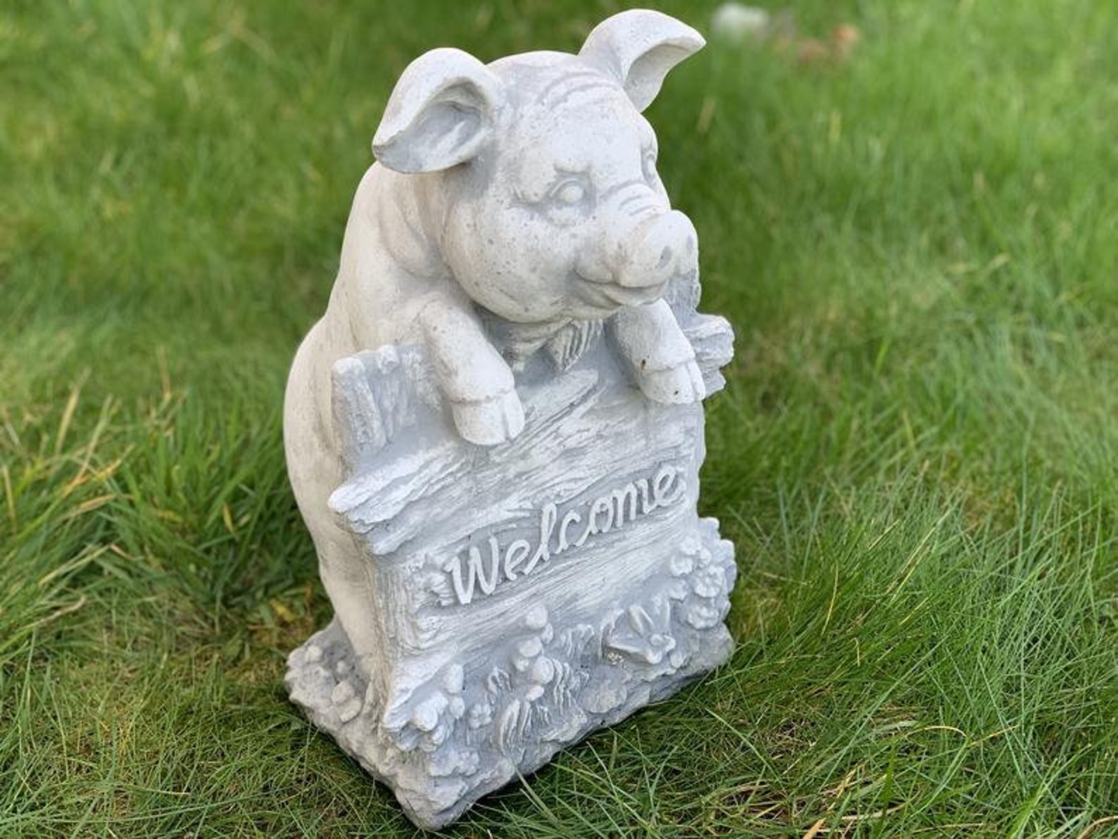 PIG STATUE 26.5 lb. Concrete Pig Statue Pig Figure Concrete Etsy