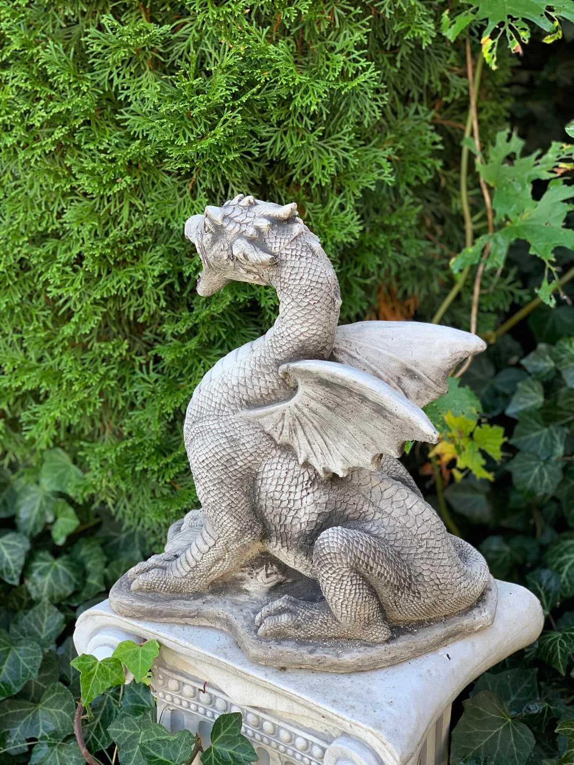 DRAGON STATUE 25 lb. Concrete Dragon Cement Dragons Garden Etsy