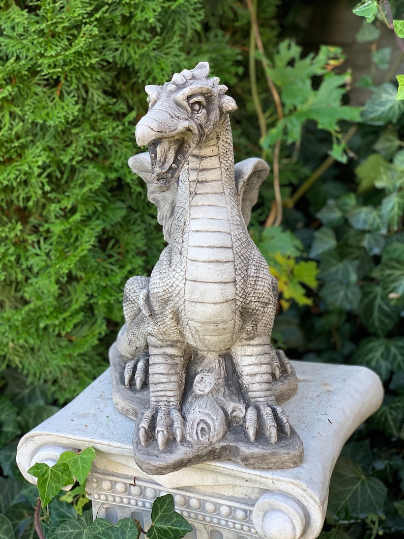 DRAGON STATUE 25 lb. Concrete Dragon Cement Dragons Garden | Etsy