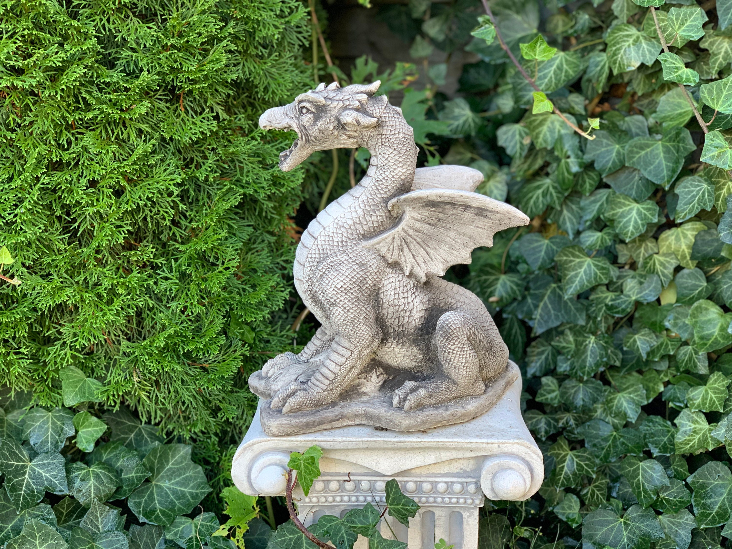 GREAT DRAGON STATUE 21 lb. Concrete Dragon Cement Dragons | Etsy