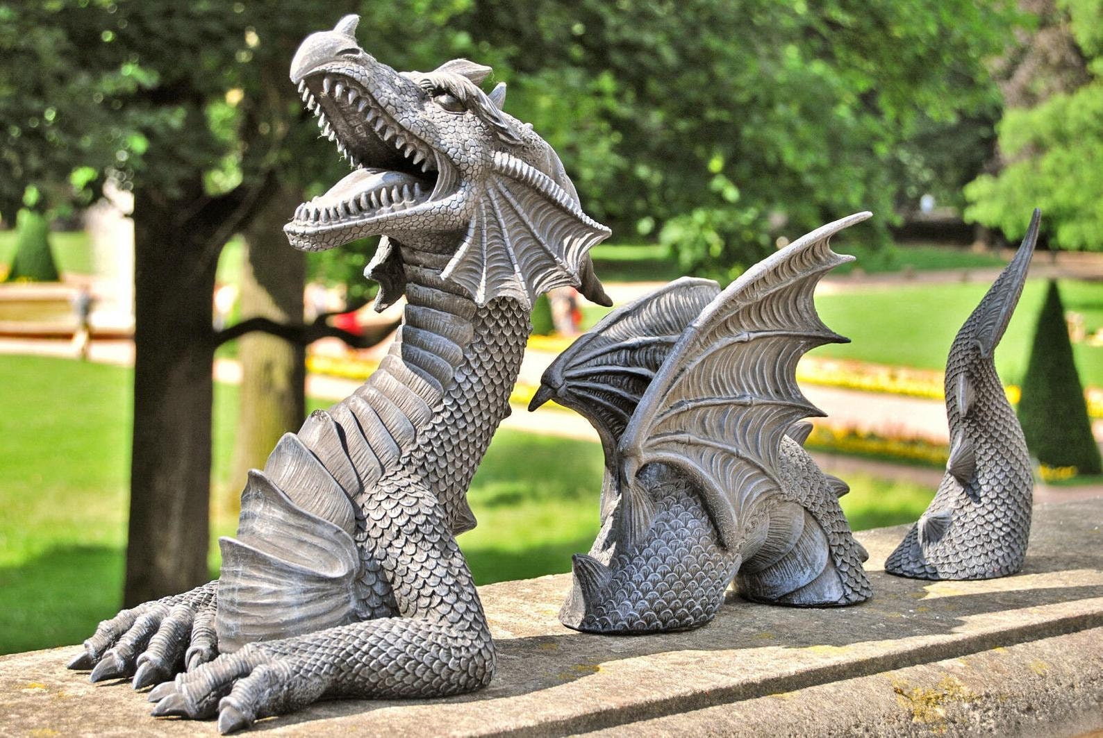 Large DRAGON 24 lb. Large Cement Dragon Concrete Dragon | Etsy