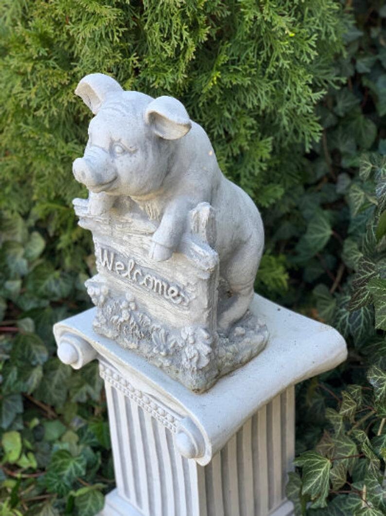 PIG STATUE 26.5 lb. Concrete Pig Statue Pig Figure Concrete Etsy