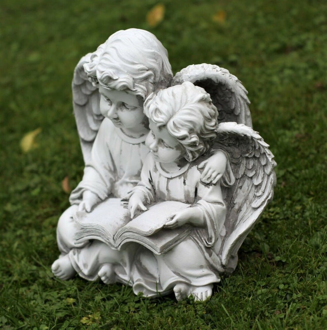 TWO READING ANGELS 17.6 lb. Angel Statue Cherub Cast In Etsy