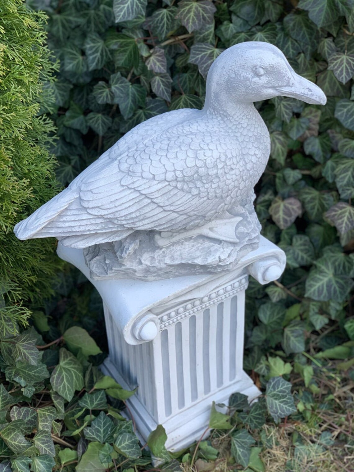 CONCRETE DUCK 40 lb. Concrete Bird Statue Duck Statues Etsy