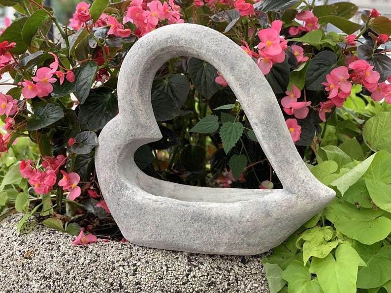 HEART Flower Pot 22 lb Concrete Heart Heart Planter Cement Etsy
