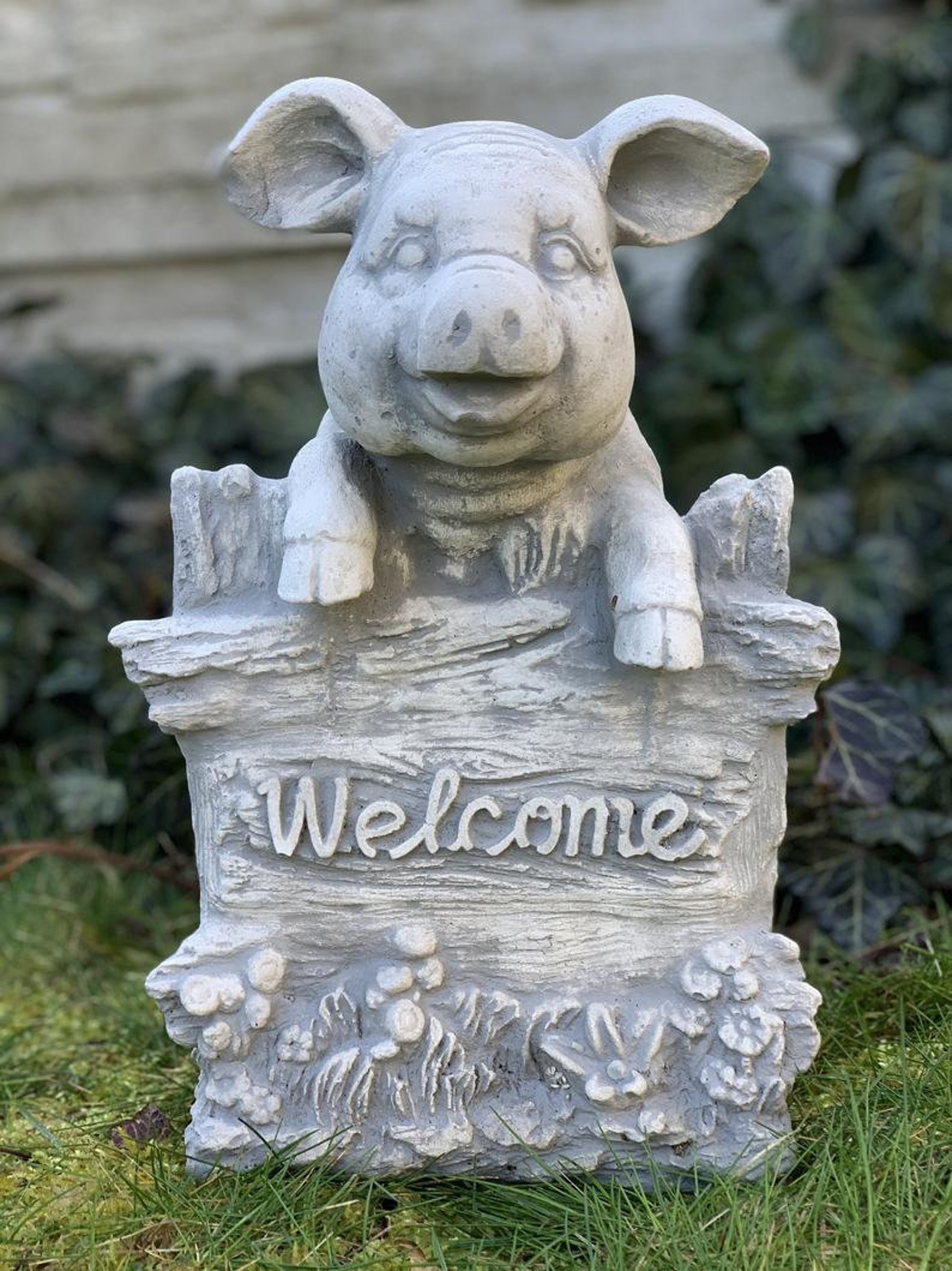 PIG STATUE 26.5 lb. Concrete Pig Statue Pig Figure Concrete Etsy