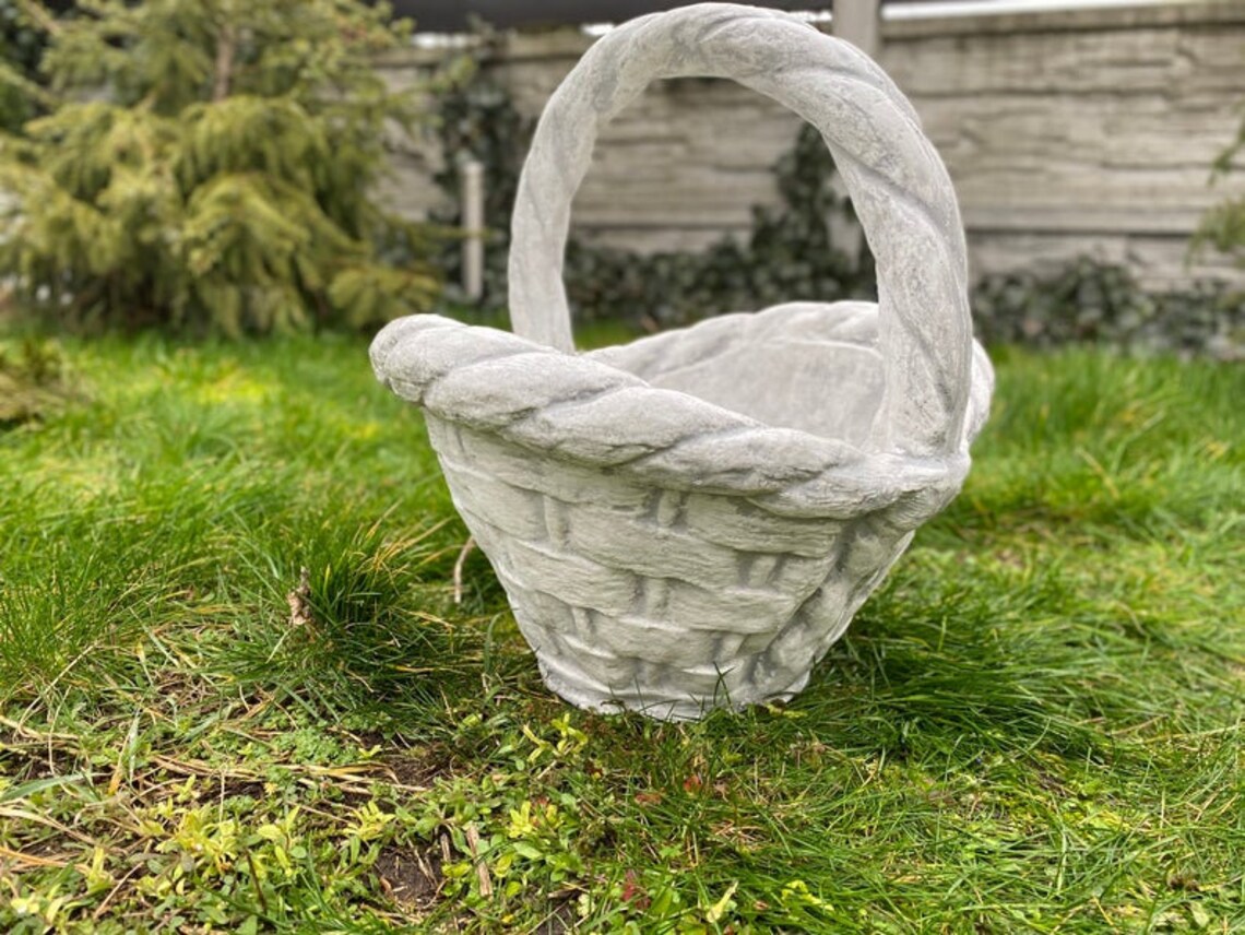 CONCRETE BASKET 22 lb. Concrete Basket Concrete Vase Garden Etsy