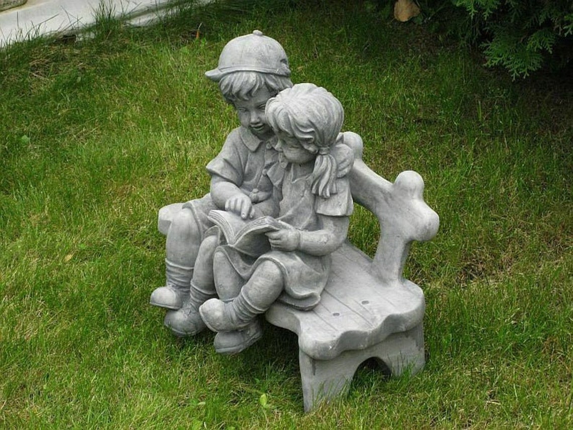 BOY and GIRL READING 48.5lb. Boy and girl concrete sculpture Etsy