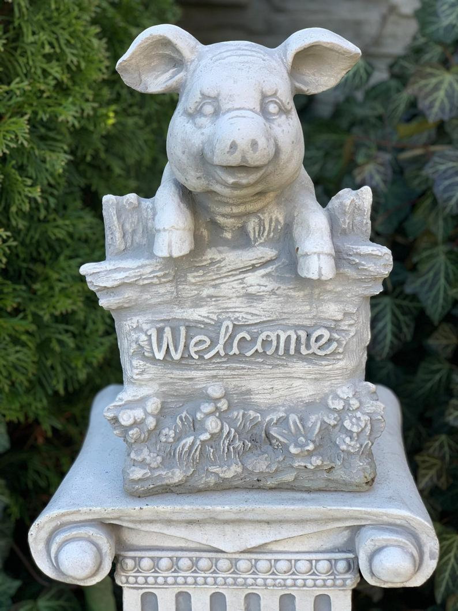 PIG STATUE 26.5 lb. Concrete Pig Statue Pig Figure Concrete Etsy