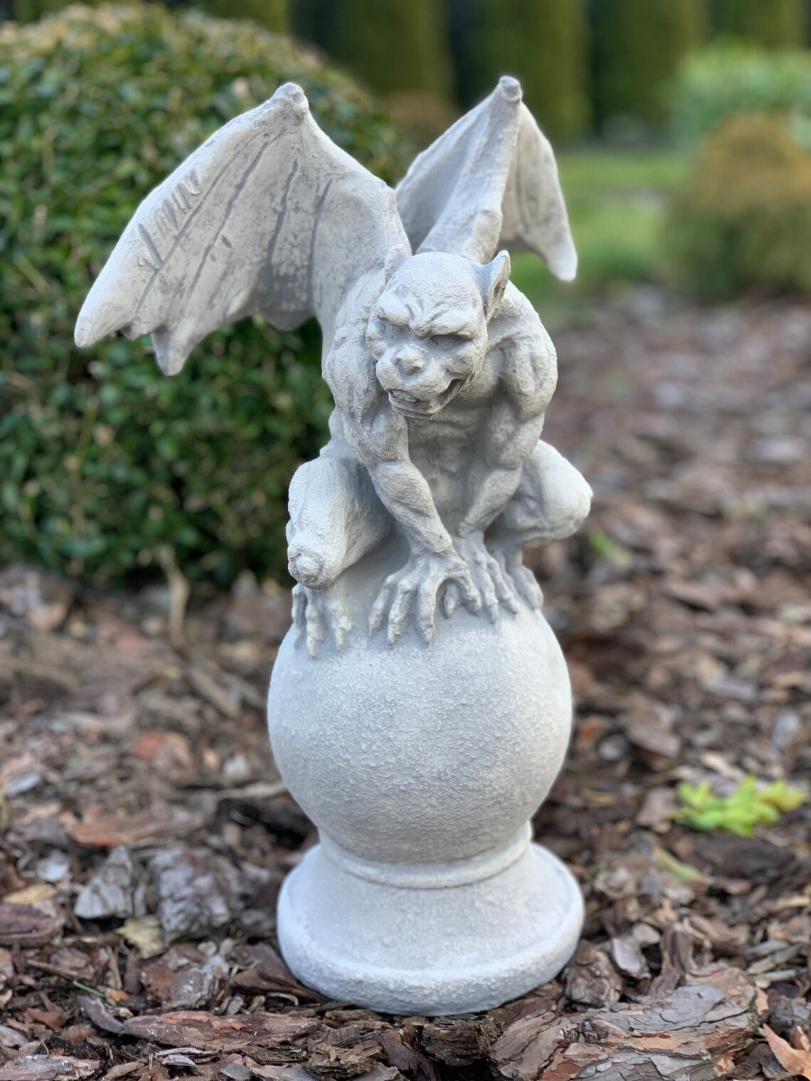 CONCRETE GARGOYLE on the BALL 16 lb. Gargoyle Statue Silly Etsy
