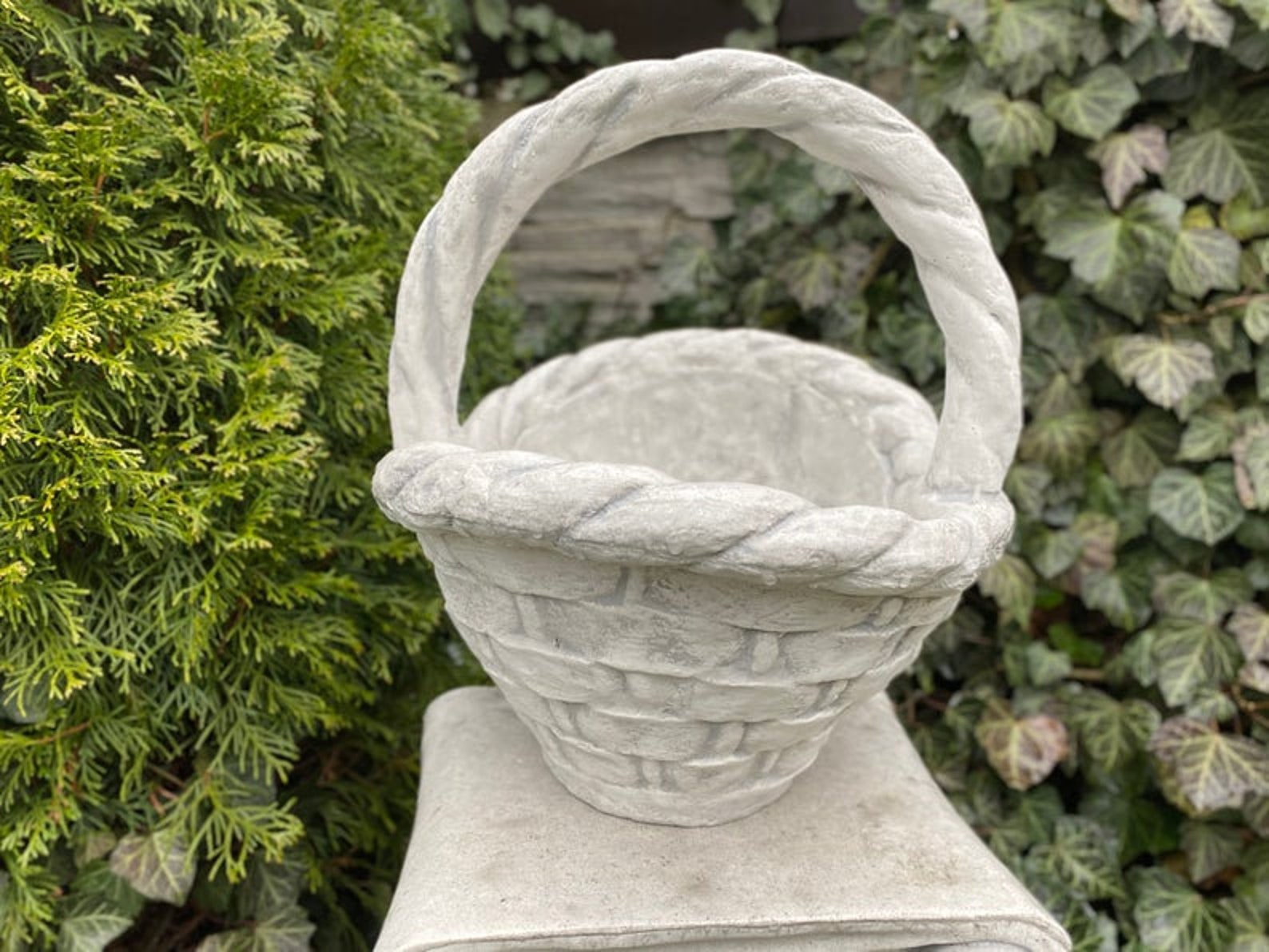 CONCRETE BASKET 22 lb. Concrete Basket Concrete Vase Garden Etsy