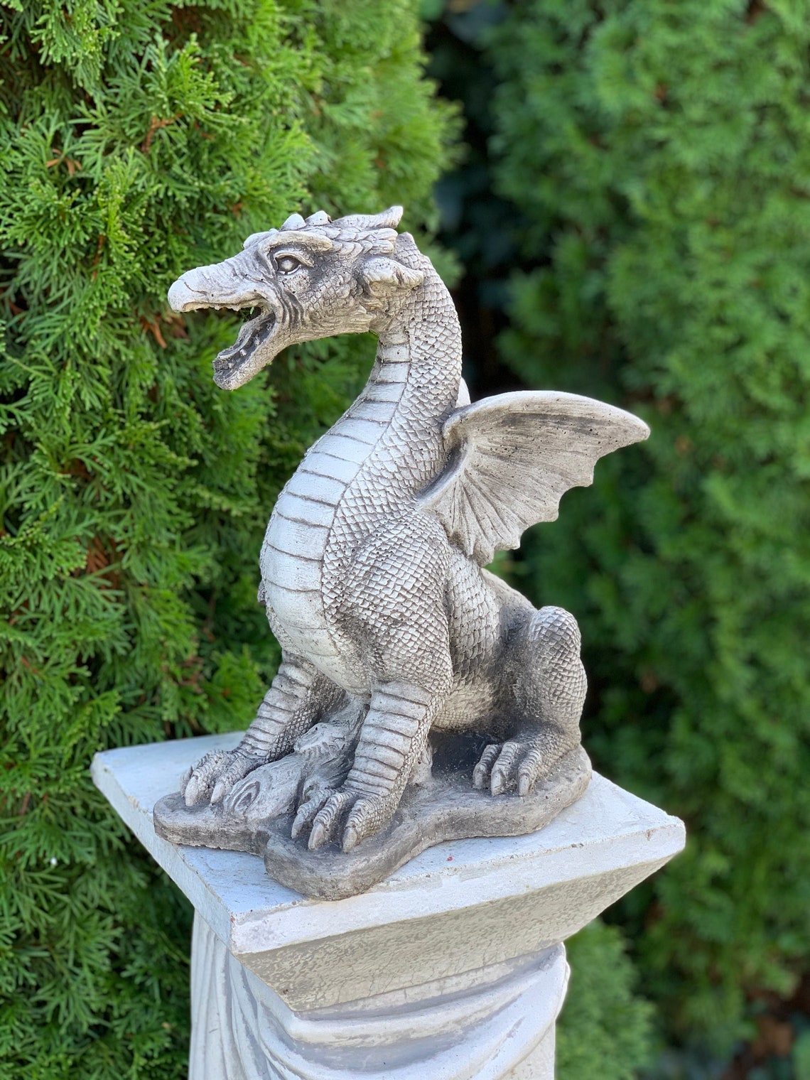 GREAT DRAGON STATUE 21 lb. Concrete Dragon Cement Dragons Etsy