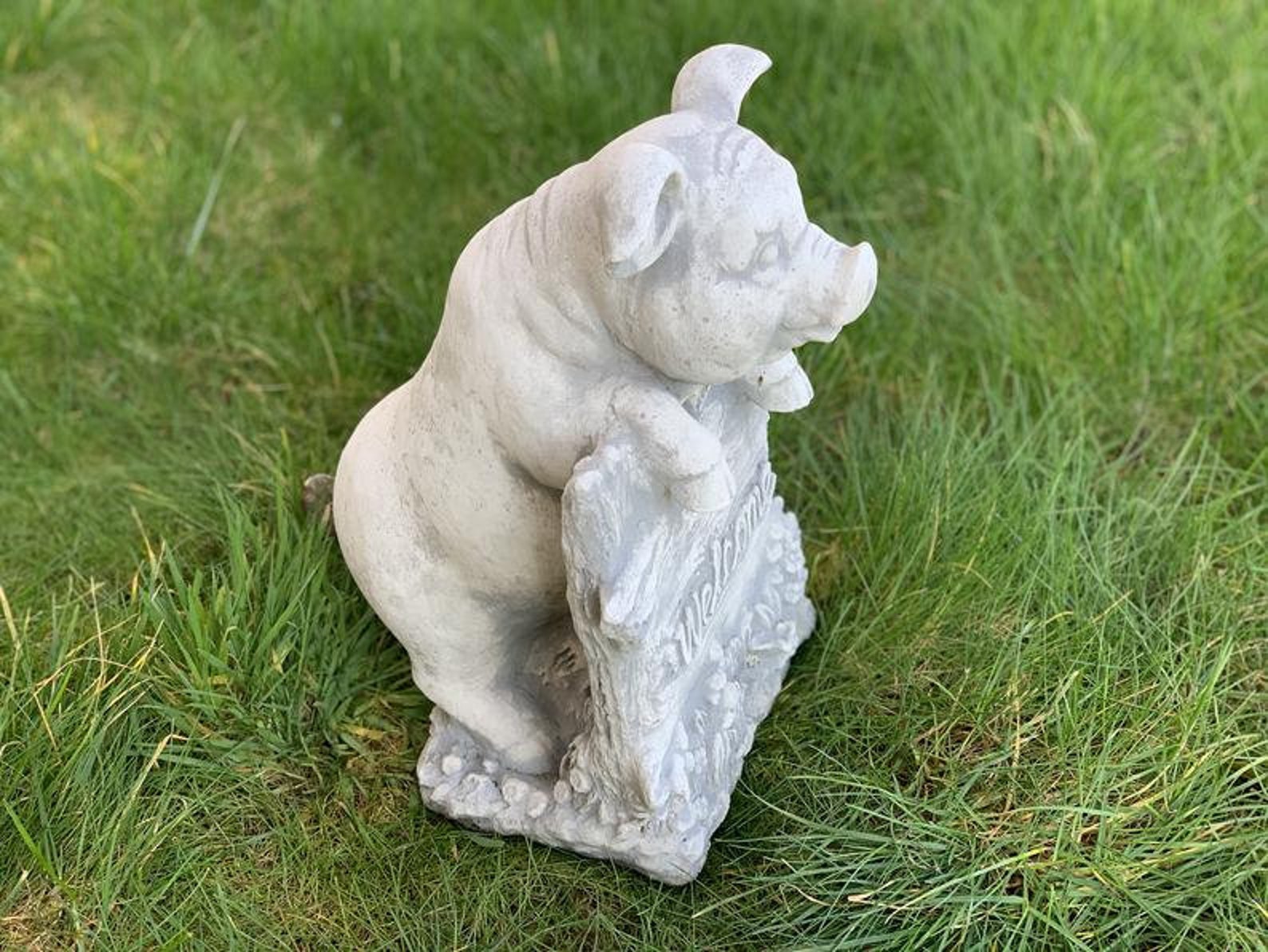 PIG STATUE 26.5 lb. Concrete Pig Statue Pig Figure Concrete Etsy