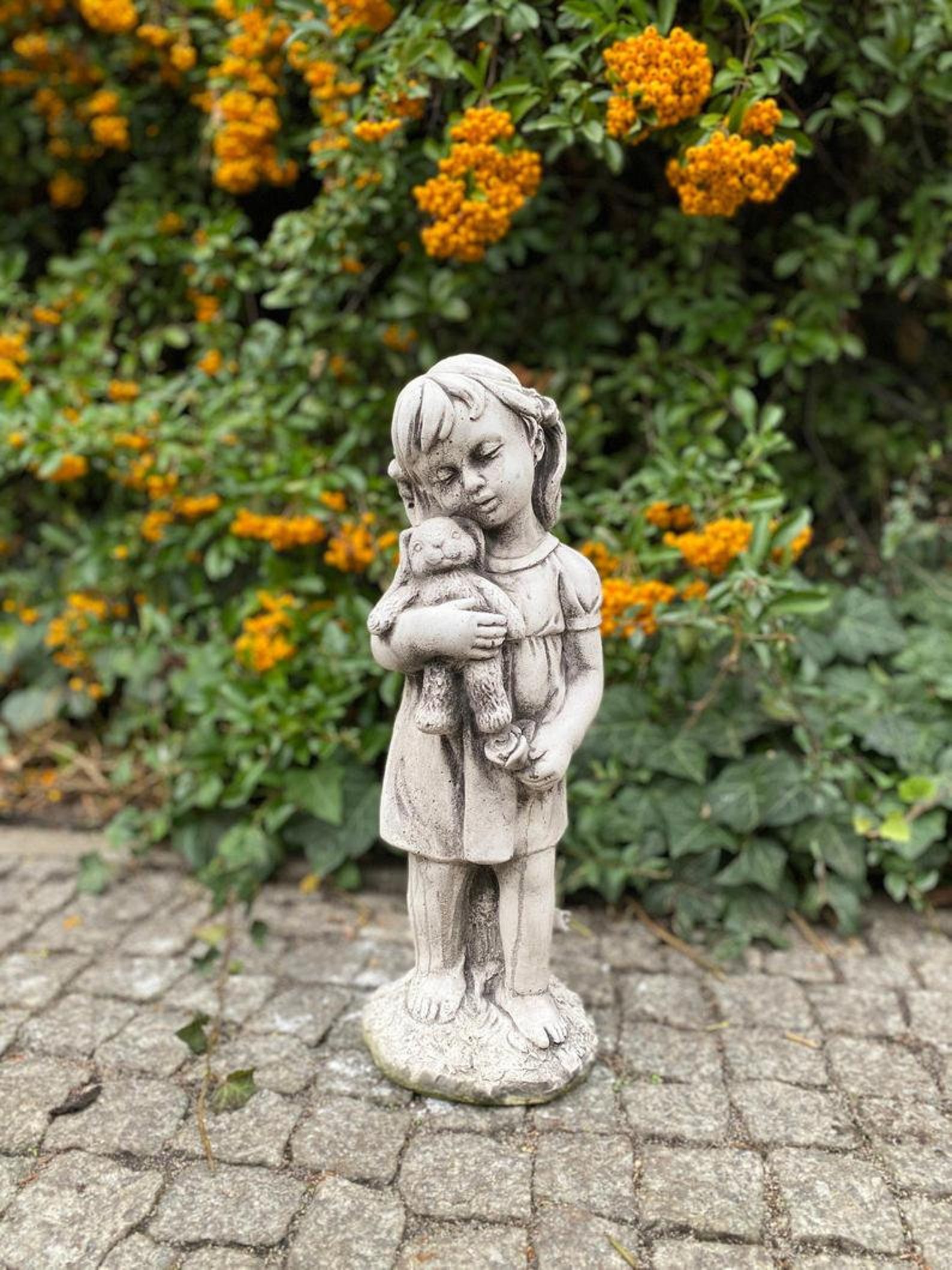 GIRL with TOY 13 lb. Girl statue Little Girl Statue Garden Etsy