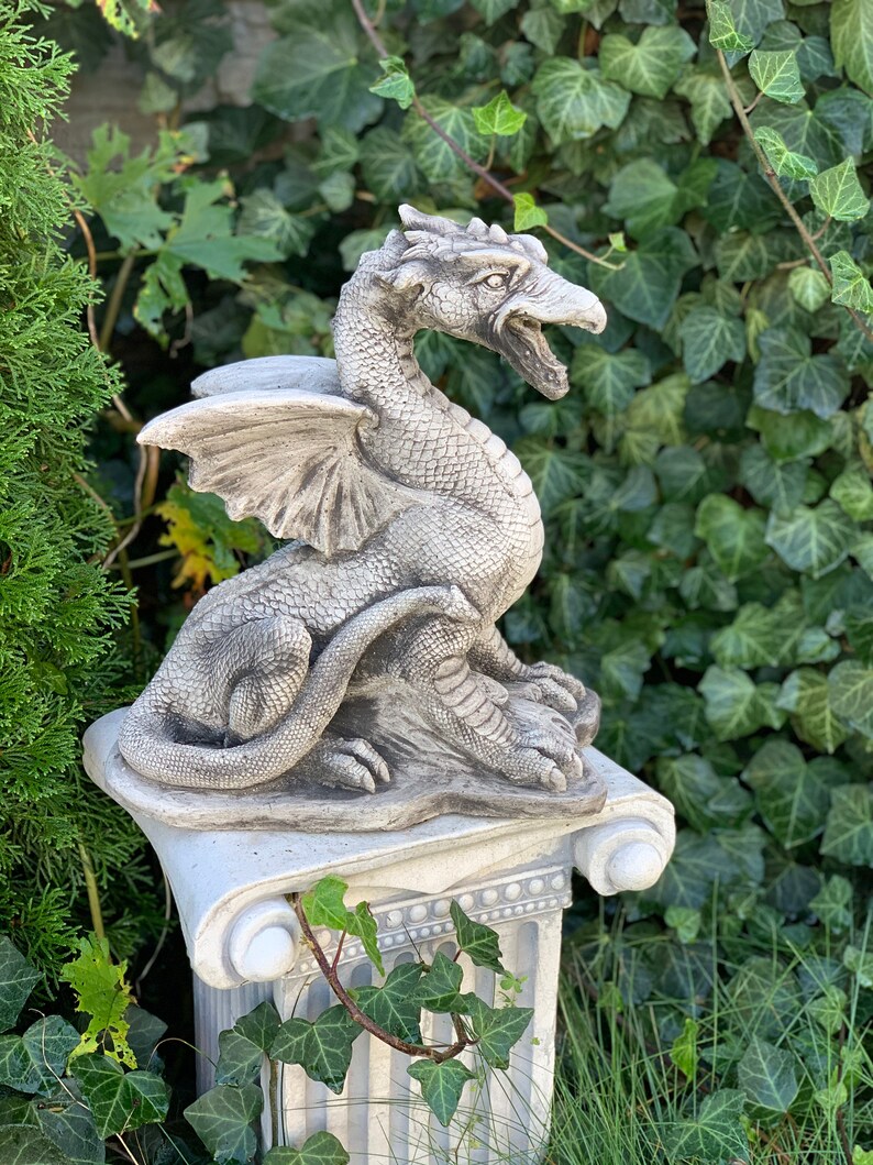 DRAGON STATUE 25 lb. Concrete Dragon Cement Dragons Garden Etsy