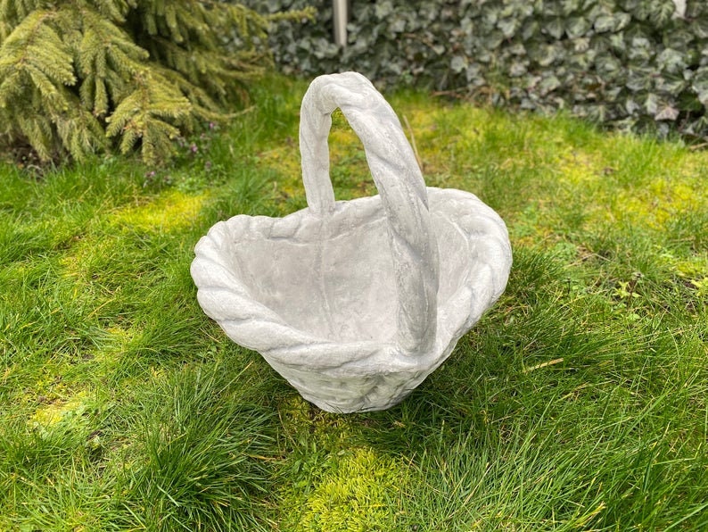 CONCRETE BASKET 22 lb. Concrete Basket Concrete Vase Garden Etsy
