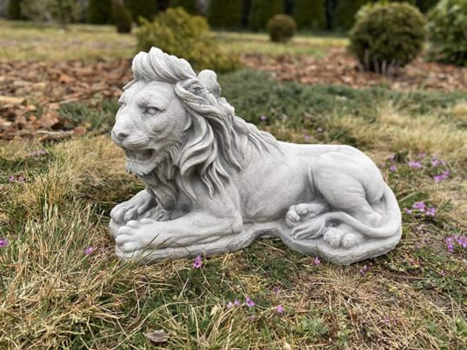CONCRETE LION 29 lb. Lion statue Lying Lion Animal Statue Etsy