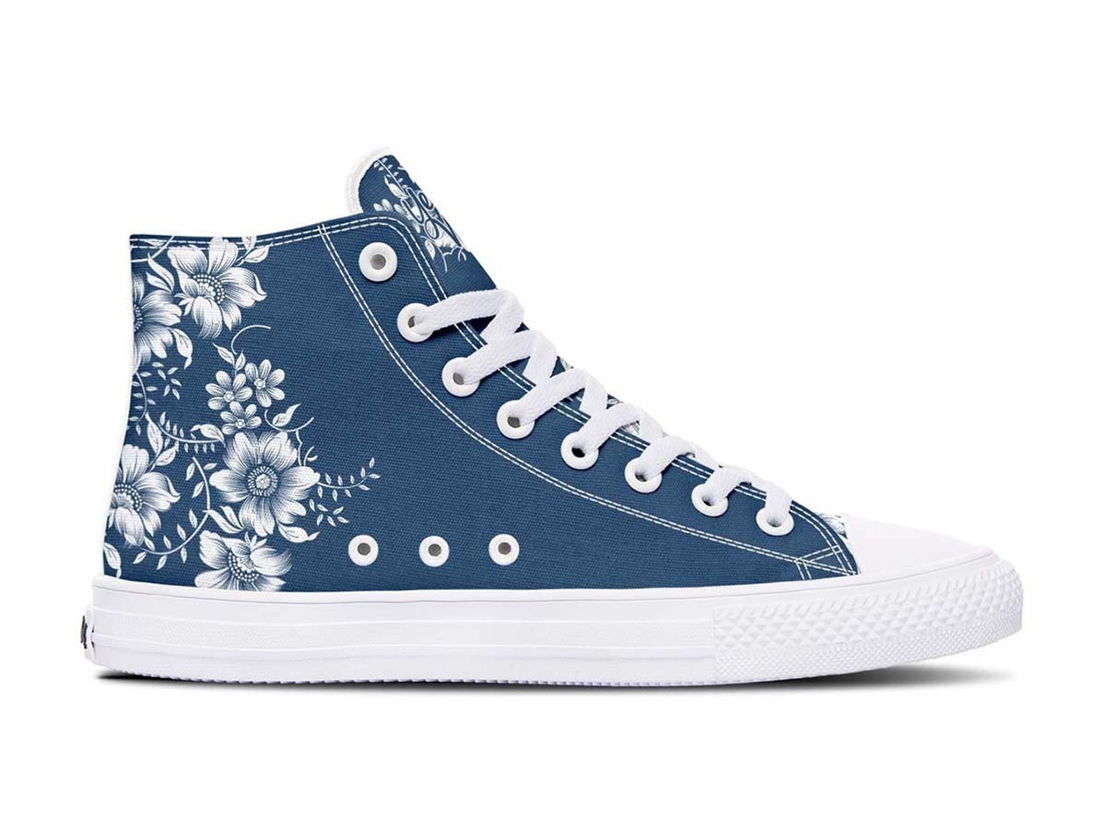 white sneakers with flowers on them