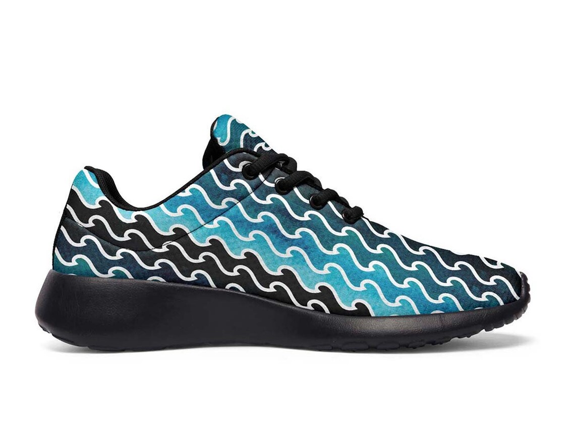 Ocean Wave Sneakers Running Shoes Custom Sneakers Vegan Etsy