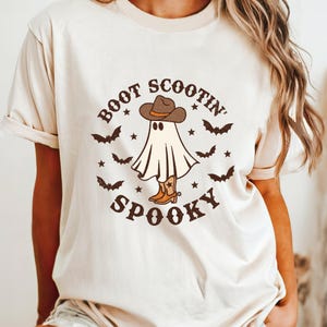 Halloween Shirt,Cowboy Ghost T-Shirt,Western Halloween Gift,Halloween Shirt Women,Boot Scootin Spooky Tee, Halloween Shirt,Cute Spooky tee