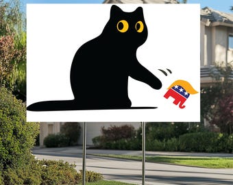 Black cat yard sign,cats for kamala,Childless cat lady yard sign,Cat ladies for kamala,Harris Supporter Sign, Democrat Lawn Sign,Yard signs
