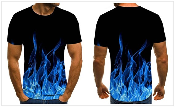 2020 New Flame Men s T shirt Summer Fashion Short sleeved 3D Round