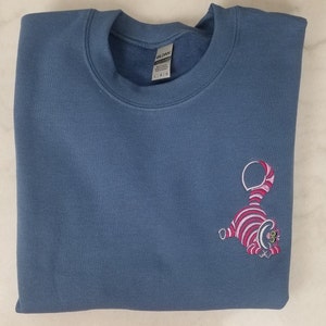 Sudadera con gato que desaparece, sudadera bordada, sudadera con gato rosa, sudadera con gato de dibujos animados