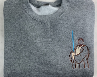 0b1 W.an Sweatshirt, Embroidered Sweatshirt, Galaxy Sweatshirt, Hello There, Prequal Trilogy Sweatshirt