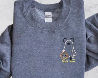 Halloween Besticktes Sweatshirt: Geister-Maus-Süßes oder Saures