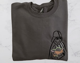 Sudadera de Grogu y Darth Vader, sudadera bordada, sudadera Galaxy, sudadera Baby Y0DA