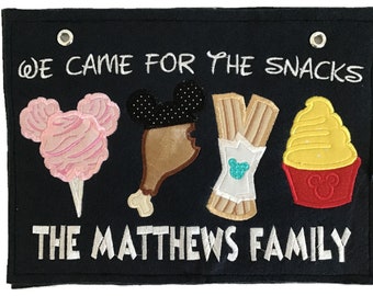 We Came for the Snacks Stroller Tag, Stroller Spotter for Theme Parks, Personalized
