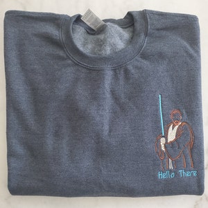 Hello There Sweatshirt, Embroidered Sweatshirt, Galaxy Sweatshirt, Sketch Characters Embroidered, Star Sweatshirt
