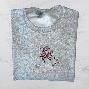 Poser-sweater, Woman Hero-sweater, geborduurd sweatshirt, sweater weduwespin